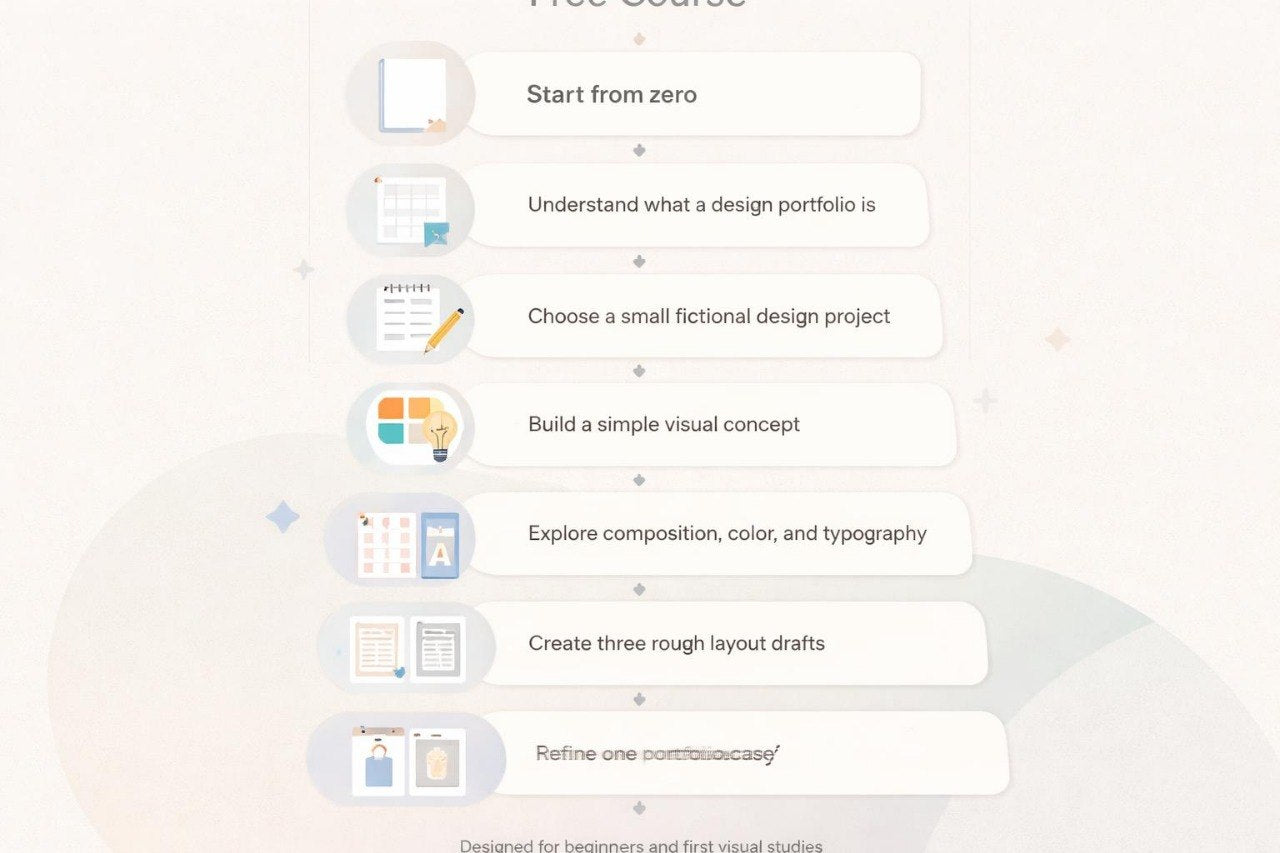 Step-by-step design process guide on a white background