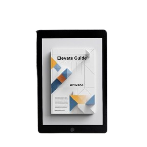 Tablet displaying an 'Elevate Guide' on a white background