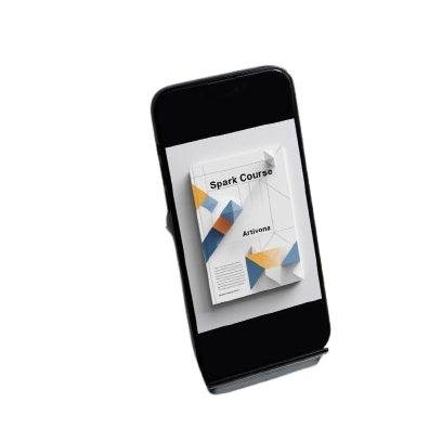 Smartphone displaying a courseware app on a white background