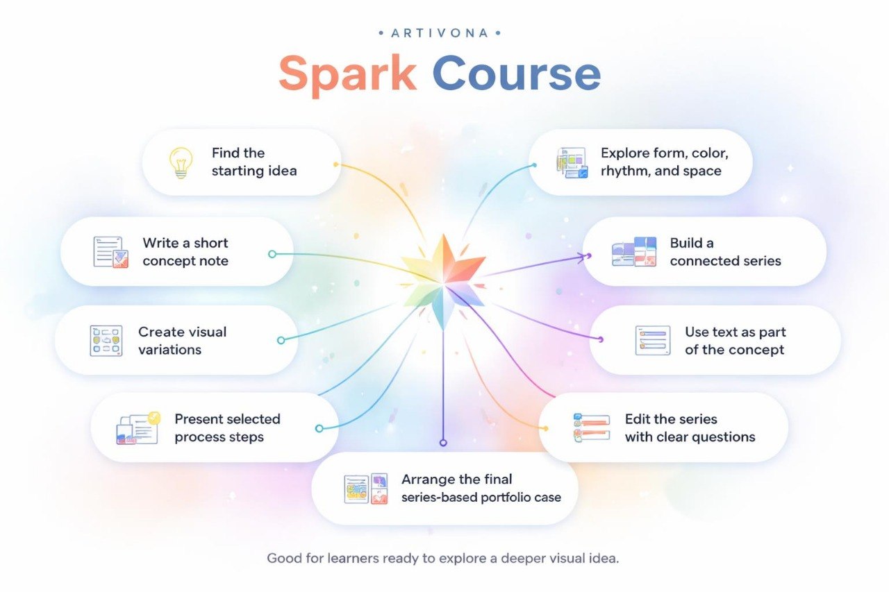 Artivona Spark Course diagram with colorful design elements on a white background